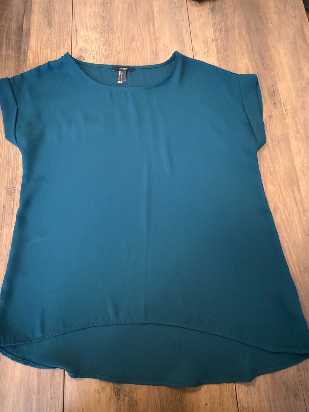 Forever 21 Teal Short Sleeve Blouse